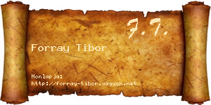 Forray Tibor névjegykártya